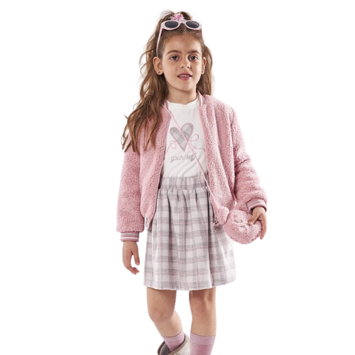Ebita Grey & Pink Skirt Set