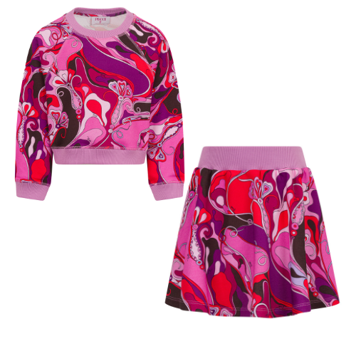 Emilio Pucci Girls Fuchsia Print Skirt Set
