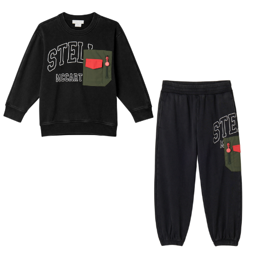 Stella McCartney Boys Black Pocket Jogsuit