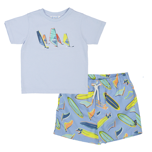 Mayoral Boys Blue Surfboard Swimshorts Set