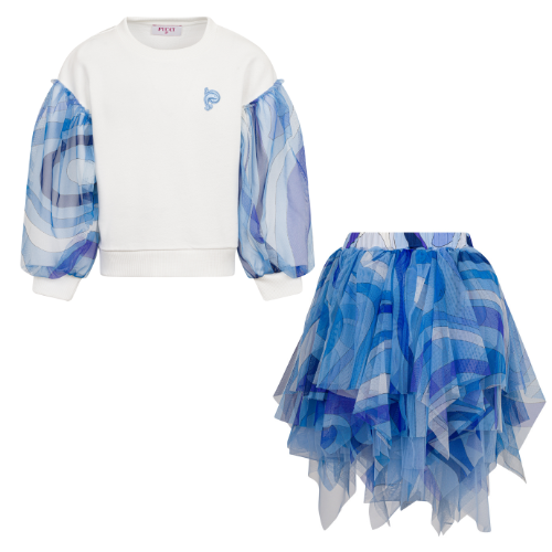 Emilio Pucci Girls Blue Tulle Skirt Set