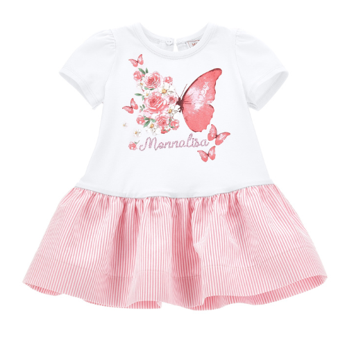 Monnalisa Baby White Butterfly Dress