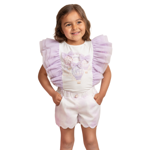 Caramelo Kids Lilac Hot Air Balloon Shorts Set