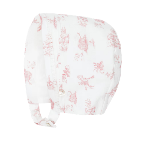 Pureté Du Bébé Pink Toile De Jouy Bonnet