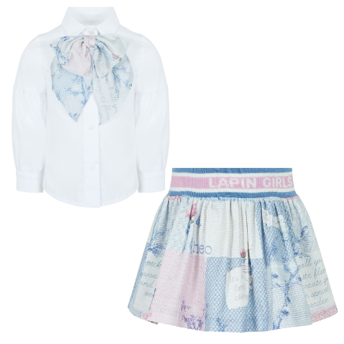 Lapin House Girls Blue Skirt Set