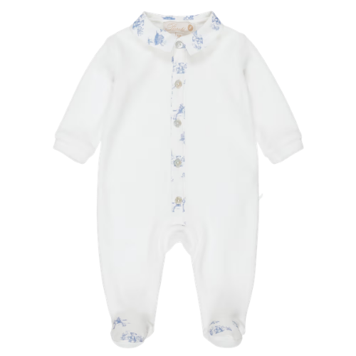 Pureté Du Bébé Blue Toile De Jouy Babygrow