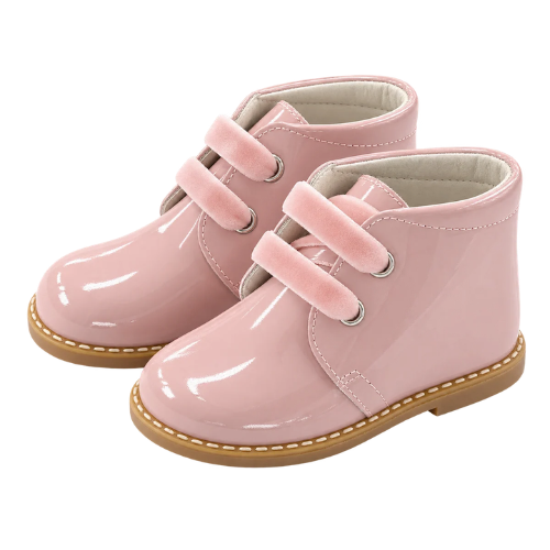 Andanines Dusty Pink Patent Lace Boots