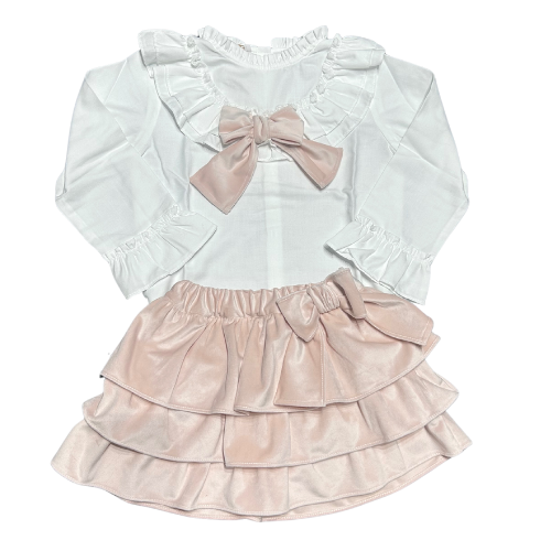 Puro Mimo Pink Velvet Skirt Set