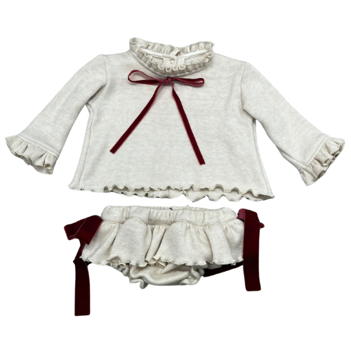 Phi Baby Beige Bow Bloomers Set