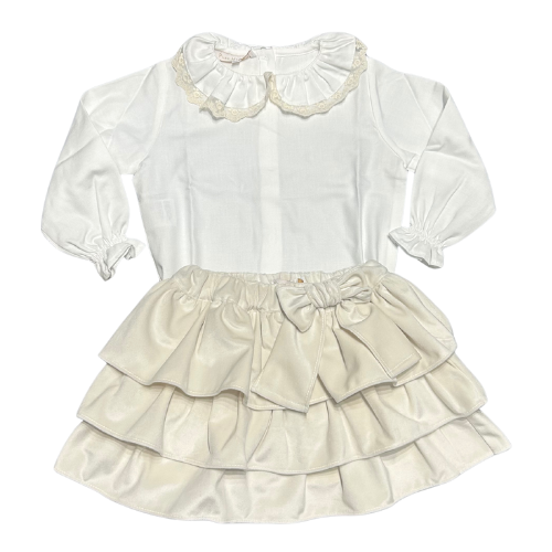 Puro Mimo Cream Velvet Skirt Set