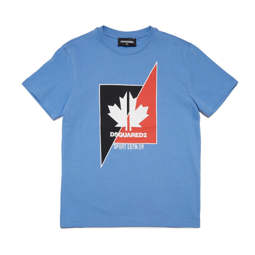 DSQUARED2 Boys Blue Leaf T-Shirt