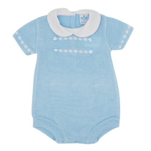 Sardon Baby Boys Blue & White Knit Romper