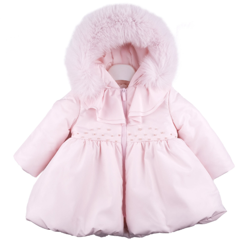 Bimbalo Girls Pink Pearl Fur Hood Jacket