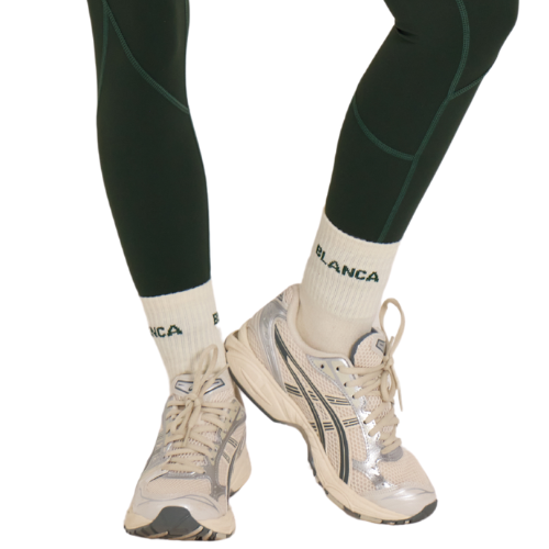 Blanca Sport Girls Cream/Green Logo Socks