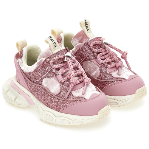 Monnalisa Girls Pink Glitter Trainers