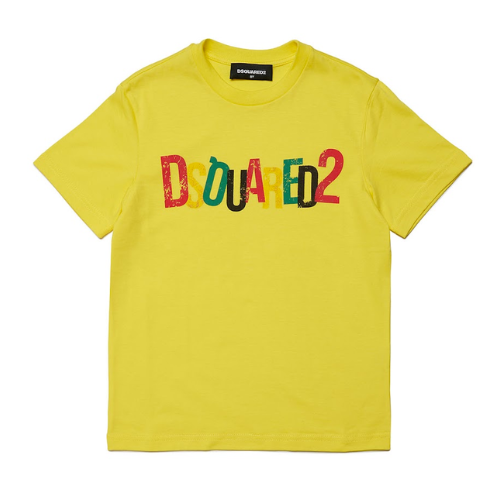 DSQUARED2 Boys Yellow Multi Logo T-Shirt