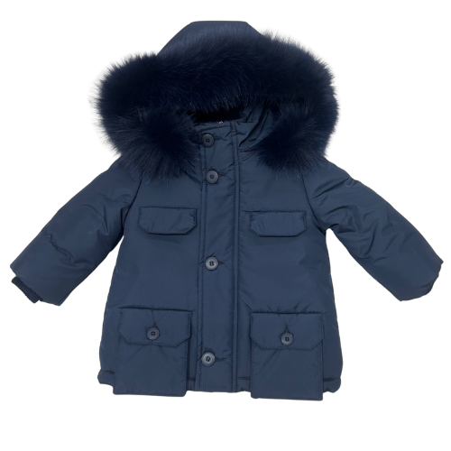Bimbalo Boys Navy Fur Hooded Coat