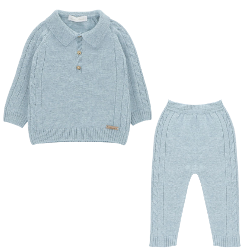 Martin Aranda Baby Blue Cable Knit Suit