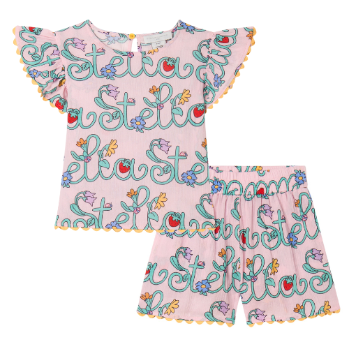 Stella McCartney Girls Pink Logo Shorts Set