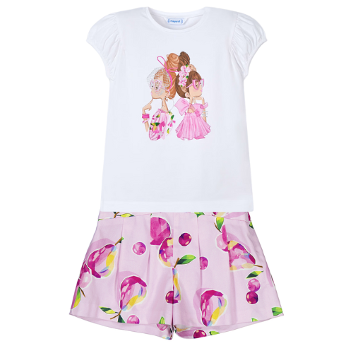 Mayoral Girls Pink Fruit Shorts Set