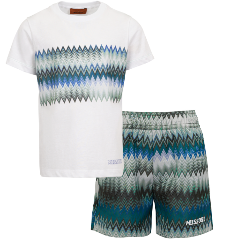 Missoni Boys Green Zig Zag Swimshorts Set