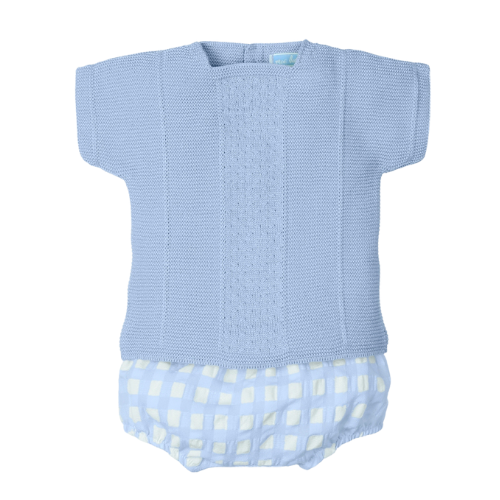 Mac Ilusion Baby Boys Blue Knit Gingham Outfit