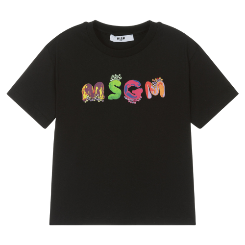 MSGM Black Multi Logo T-Shirt