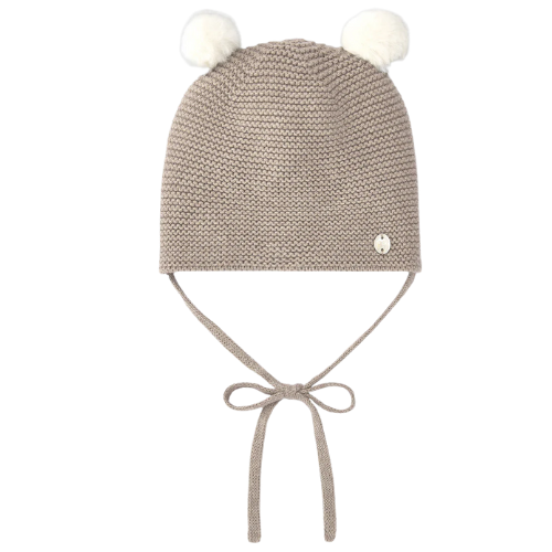 Paz Rodriguez Baby Beige Pom Pom Hat