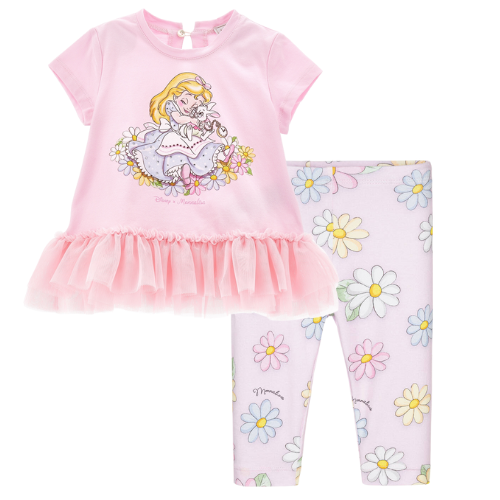 Monnalisa Baby Pink Daisy Leggings Set