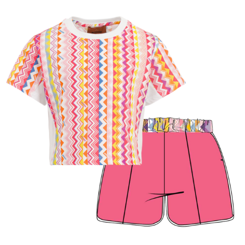 Missoni Girls Fuchsia Zig Zag Shorts Set