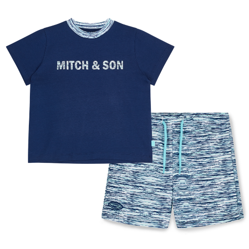 Mitch & Son Boys 'Harold & Hugo' Navy Space Dye Swimshorts Set