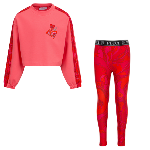 Emilio Pucci Girls Red Leggings Set