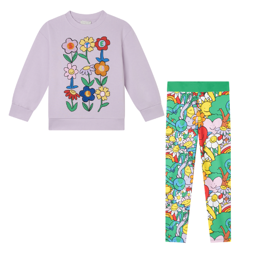Stella McCartney Girls Lilac Flower Leggings Set