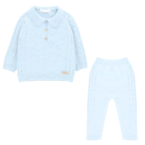 Martin Aranda Baby Pale Blue Cable Knit Suit