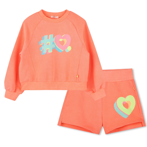 Billieblush Girls Coral Heart Shorts Set