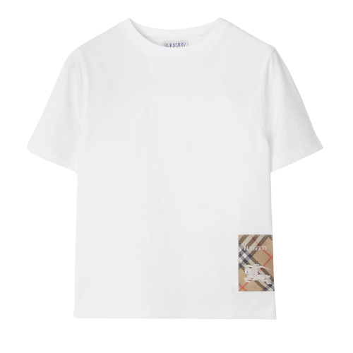 Burberry Kids White Cedar Check Box T-Shirt