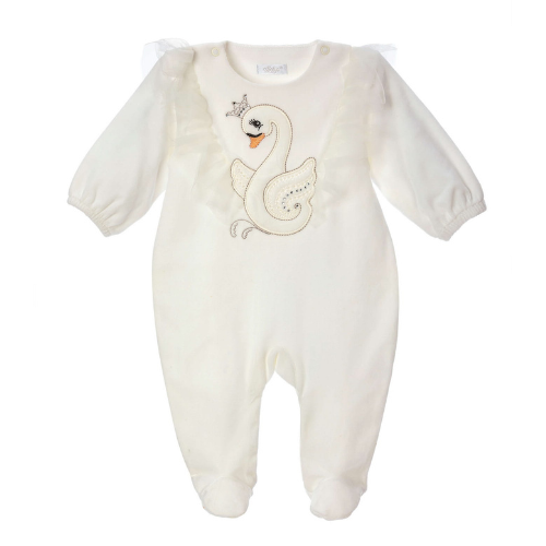 Sofija Ivory Velour 'Jasmina' Swan Babygrow