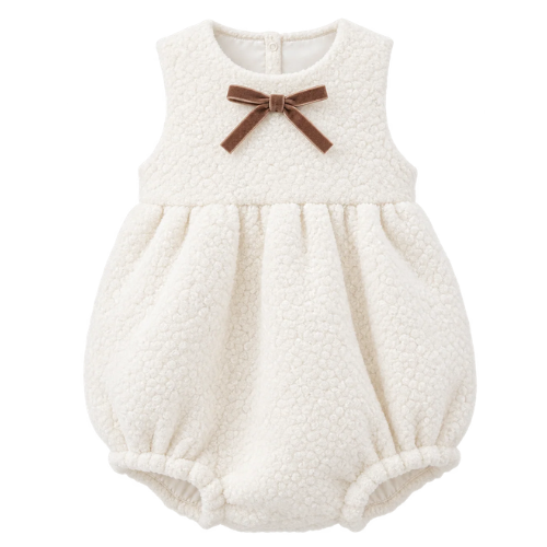 Puro Mimo Ivory Bow Boucle Romper