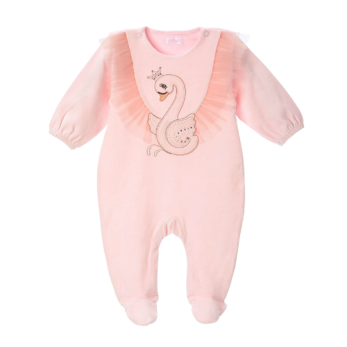 Sofija Pink Velour 'Jasmina' Swan Babygrow