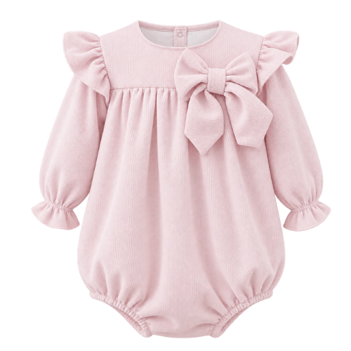 Puro Mimo Pink Frill Bow Romper