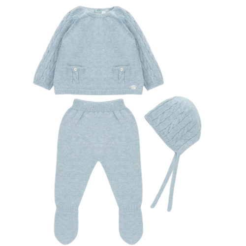 Martin Aranda Blue Cable Knit Three Piece Outfit