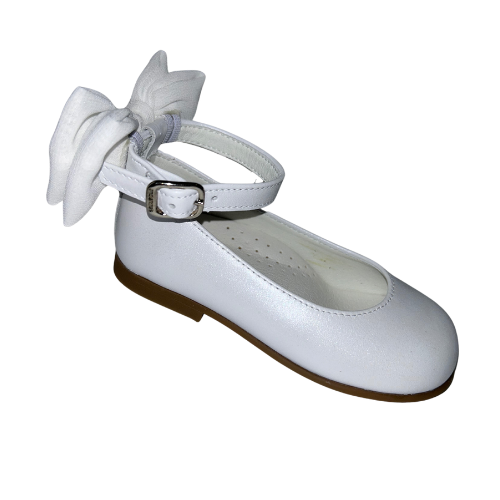 Andanines Girls White Bow Ankle Band Shoes