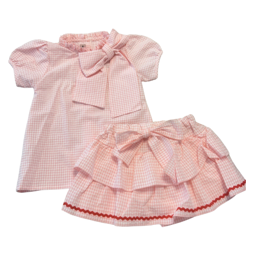 Phi Girls Pink Gingham Shorts Set