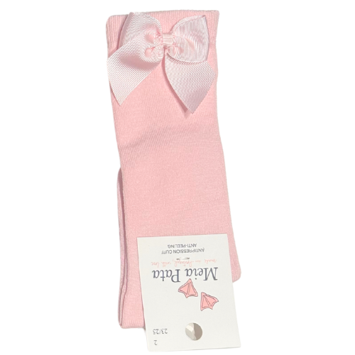 Meia Pata Pale Pink Bow Knee Socks