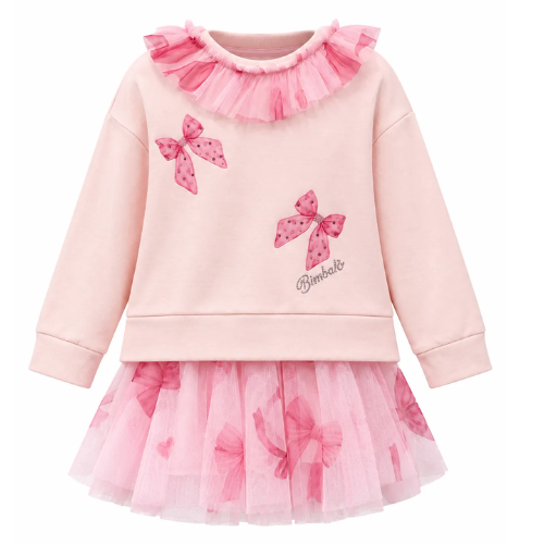 Bimbalo Baby Girls Pink Bow Skirt Set