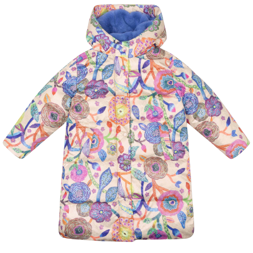 Oilily Girls Beige Floral Crown Coat