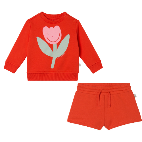 Stella McCartney Baby Red Flower Shorts Set