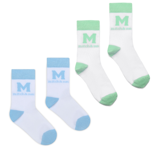 Mitch & Son Boys Blue/Mint 2 Pack Socks