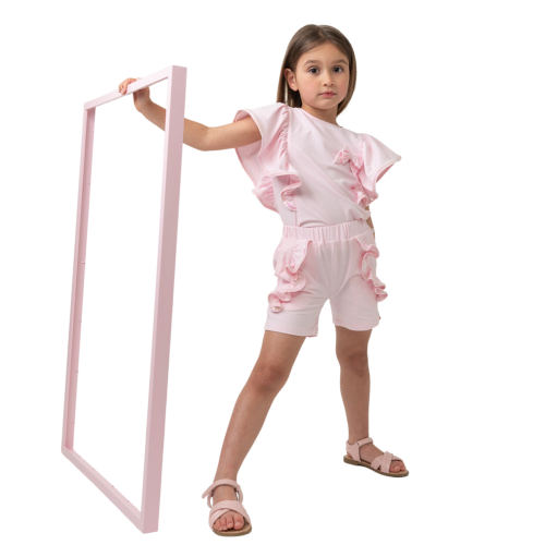 Caramelo Kids Pink Ruffle Shorts Set