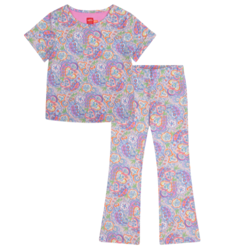 Oilily Girls Purple Paisley Toliday Flared Trouser Set